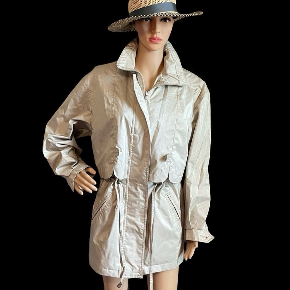 Vintage Fleet Street Anorak Water Resistance Rain Jacket Light Beige Size Small